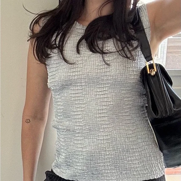 Vintage Silver Grey Ruched Tank Top - Picture 5 of 10